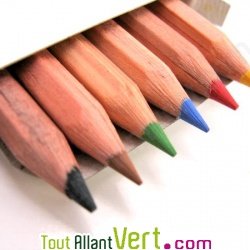 Bo�te de 6 mini-crayons de couleur en bois naturel