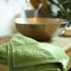 Serviette mains 30x50cm bleu  en �ponge 100% coton bio