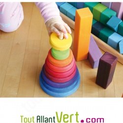 Grande tour ronde empilable en bois, 22cm