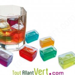 Gla�ons r�utilisables et color�s en verre, lot de 6