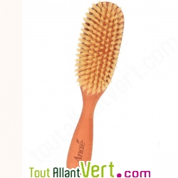Brosse cheveux oblongue plate en bois, poils pure soies