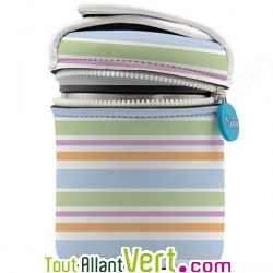 Lunch-box inox isotherme, housse neoprene ray�e, 1 litre