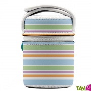 Lunch-box inox et isotherme avec housse raye, 0.5L