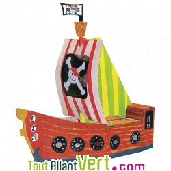 Bateau Pirates en carton � colorier ou peindre, 50 cm