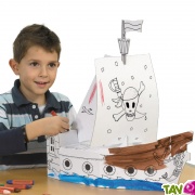Bateau Pirates en carton  colorier ou peindre, 50 cm