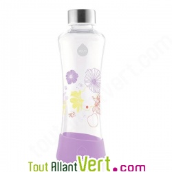 Gourde en verre Equa, fond silicone, Coquelicot lavande, 550mL