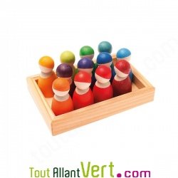 12 figurines en bois couleurs arc en ciel, Grimm\'s