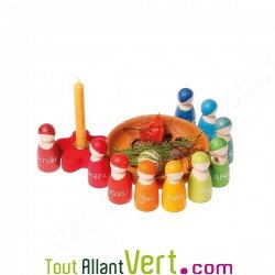 12 figurines en bois couleurs arc en ciel, Grimm\'s