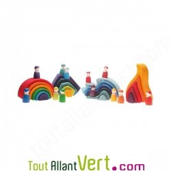 12 figurines en bois couleurs arc en ciel, Grimm\'s