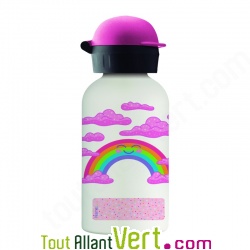 Gourde enfant inox et isotherme, Arc-en-ciel et Animaux, 350mL