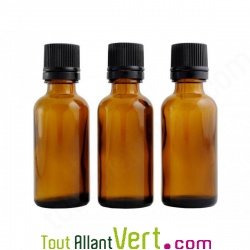Lot de 3 flacons en verre ambr codigouttes, 30ml