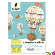 4 montgolfires en carton  fabriquer + 4 jolis nuages, 4-11 ans