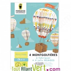 4 montgolfires en carton  fabriquer + 4 jolis nuages, 4-11 ans