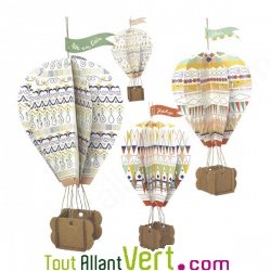 4 montgolfires en carton  fabriquer + 4 jolis nuages, 4-11 ans
