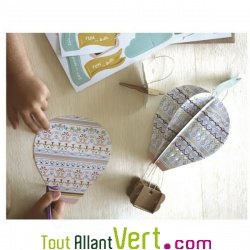 4 montgolfires en carton  fabriquer + 4 jolis nuages, 4-11 ans