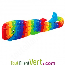 Puzzle Alphabet Baleine en bois color�e de A � Z