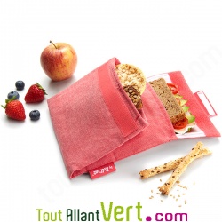 Sac � gouter Rouge Snack\'NGo Duo avec 2 pochettes r�utilisable et lavable