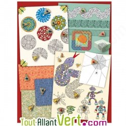 Tampon en bois pour crer tes propres mandalas + encreur, 6 ans