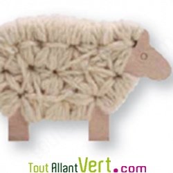 Woody le mouton en bois, jeu de tricot �cru, 4 ans +