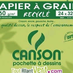 Papier � grain Canson Recycl� 160g 24x32cm, 10 feuilles