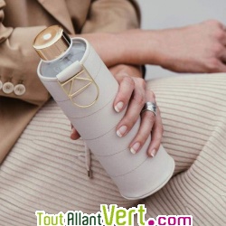 Gourde en verre et son fourreau en faux cuir, 750ml