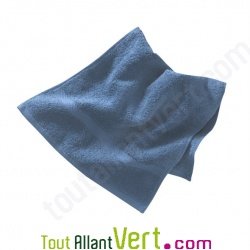 Serviette mains 30x50cm bleu  en �ponge 100% coton bio