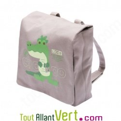 Sac � dos enfant Crocodile en coton bio 23 x 23 x 7,5 cm