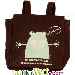 Sac � dos enfant Grenouille en coton bio 23 x 23 x 7,5 cm