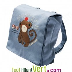 Sac � dos enfant Singe en coton bio 23 x 23 x 7,5 cm
