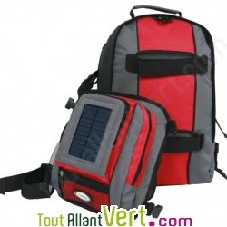 Sac � dos solaire 25 litres Rouge panneau 1.2W + Batterie � piles Ni-MH