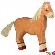 Cheval en bois debout, marron clair, 15,5 cm