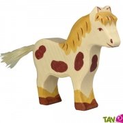 Poney avec tches marron en bois 12 cm