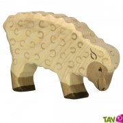 Mouton blanc en bois qui broute 7 cm