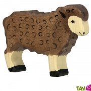 Mouton marron fonc en bois debout 7,5 cm