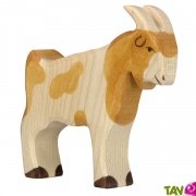 Bouc en bois debout avec 2 petites cornes 9,5 cm