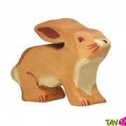 Lapin en bois prt  bondir 4x5,5 cm