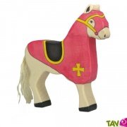 Cheval rouge en bois 17cm