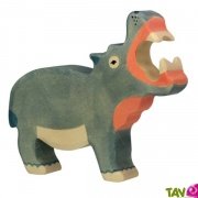 Hippopotame en bois 19 cm, figurine pour enfant Holztiger