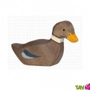 Canard marron en bois qui nage 6 cm, Holztiger