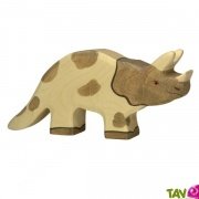 Triceratops en bois, dinosaure  trois cornes 17 cm