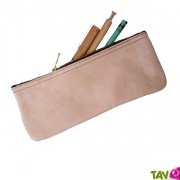 Trousse plate en cuir retourn couleur naturelle non teinte