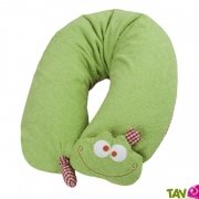 Coussin d'allaitement vert grenouille, coton bio et balle d'peautre bio