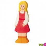 Figurine Fille de la fermire en bois debout 10,5 cm