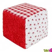 Cube hochet rouge en coton biologique, 7cm, Efie