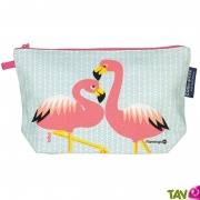 Grande trousse en coton bio Flamant rose 22 x 13 cm