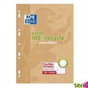 Feuilles simples recycles Grand carreaux 90g, A4, lot de 100, Oxford