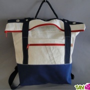 Grand sac  dos en voile de bateau recycl, 42 cm