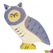 Hibou en bois couleur nuit, grande figurine 8 cm