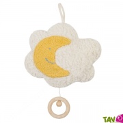 Boite  musique berceuse fil  tirer bb Peluche Lune et nuage coton et laine bio