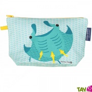 Grande trousse d'cole en coton bio Raie Manta 22 x 13 cm
